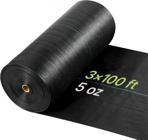 VEVOR Unkrautvlies Schwarz, Unkrautmatte aus Polypropylen mit hoher Belüftung und Entwässerung, B/L: 0,9 x 30,5 m - Bild 1