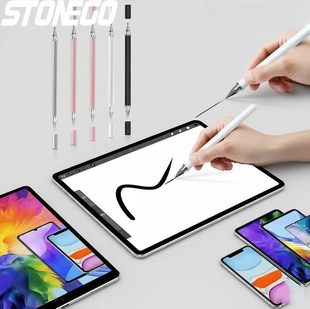 STONEGO 2-in-1 Universal-Stylus-Stift in Weiß für Smartphones, Tablets und Zeichnungsdisplays mit präziser kapazitiver Steuerung - Bild 1