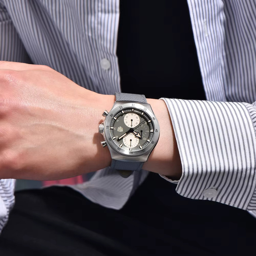 Rollstimi Armbanduhr Chronograph, Quarz, Edelstahl, Grau, Herren - Bild 3