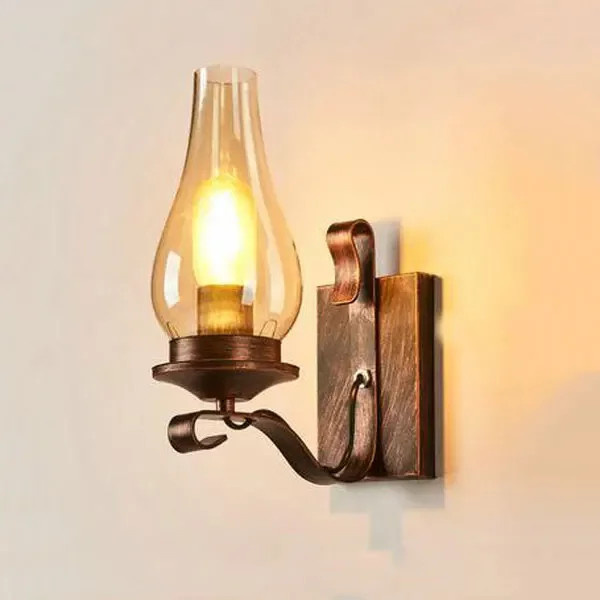 Claeted Vintage Wandleuchte im Industrial Design aus Metall und Glas mit transparentem Tropfen-Schirm für Schlafzimmer, Wohnzimmer und Flur - Bild 1
