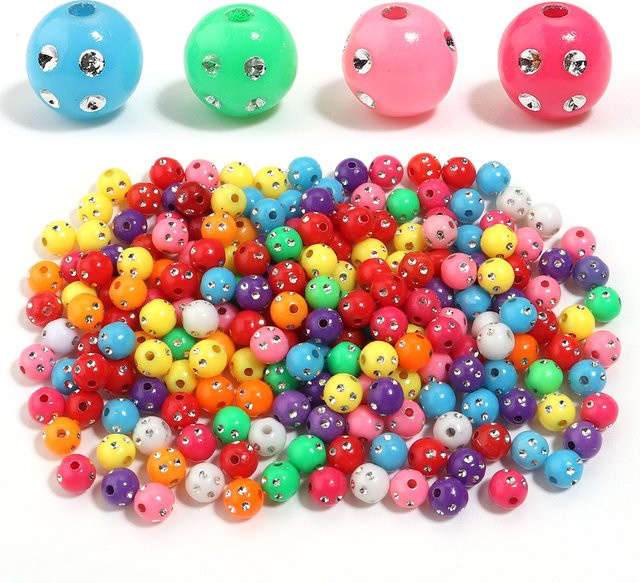 lingsai Spacer Perlen, Acryl, Kristall, Bunt, 8mm - Bild 1