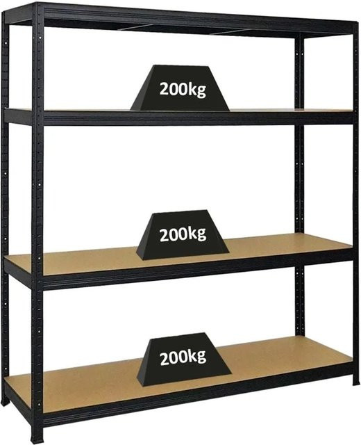 PROREGAL Schwerlastregal Giant Elephant Schwarz H: 160 cm, B: 150 cm, T: 45 cm mit verstellbaren Regalböden aus MDF und Metall - Bild 1