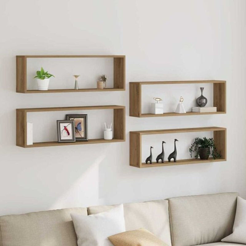 Set aus 4 Wandregalen aus Eichenholz in Eiche Natur von vidaXL für die moderne Wandmontage - Bild 1