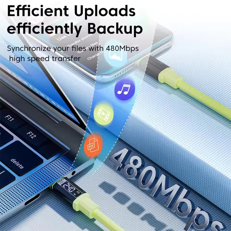 USB Typ-C Schnellladekabel 240W Datenkabel in Grün für iPhone Huawei Xiaomi Samsung - Bild 4