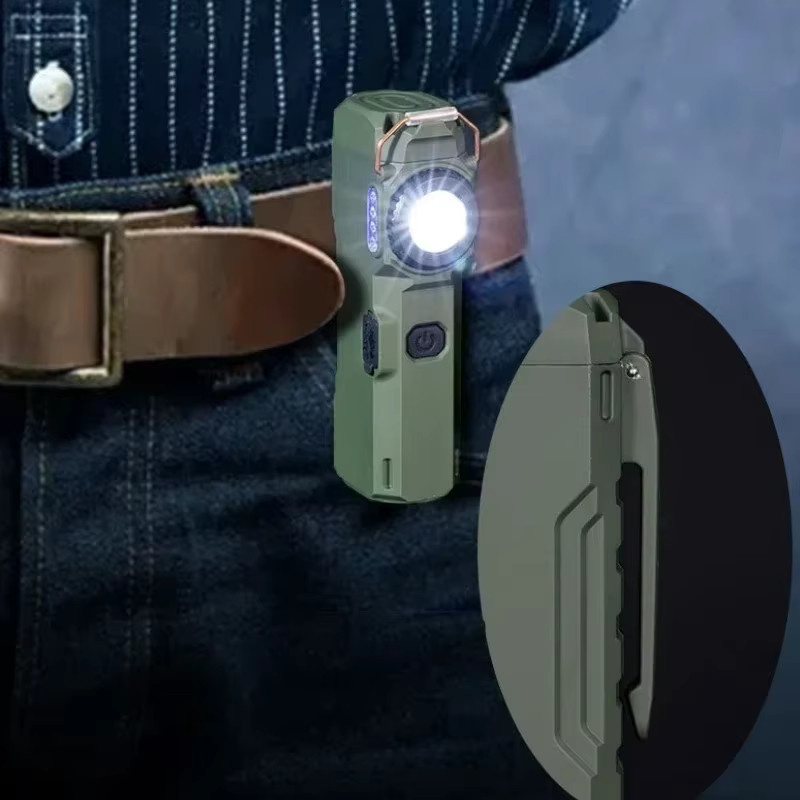 Multifunktionale Outdoor-Taschenlampe mit Dual-Arc-Licht, Notlicht und Feuerzeug, wind- und wasserdicht, Farbe: Grün - Bild 3