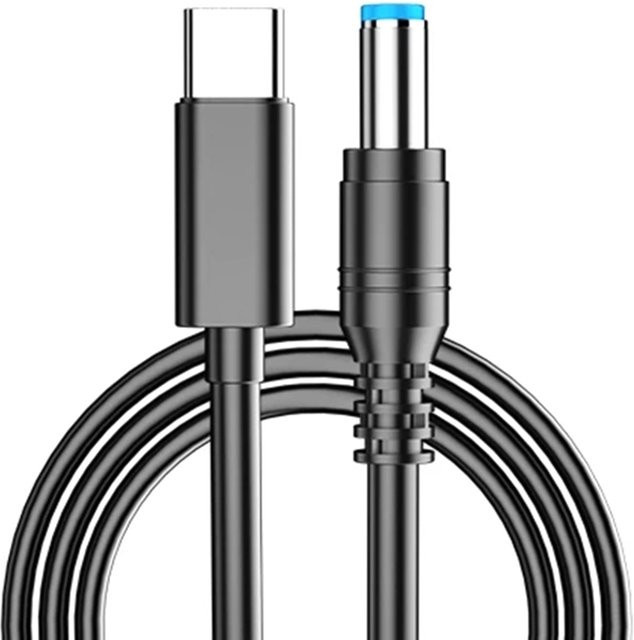 USB-C auf DC5525 Ladekabel mit E-Marker Chip für WLAN-Router und Laptop, Schwarz - Bild 1