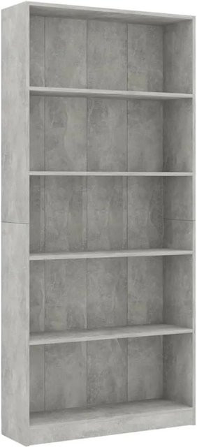 vidaXL Bücherregal mit 5 Fächern in Betongrau aus Holzwerkstoff, B/T/H: 80 x 24 x 175 cm - Bild 1