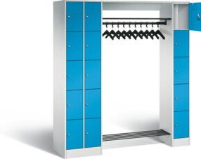 C+P Offene Garderobe Serie 8070 mit Kleiderstange und Schloss, Front Lichtblau, Korpus Lichtgrau, H x B x T: 195 x 210 x 48 cm - Bild 1