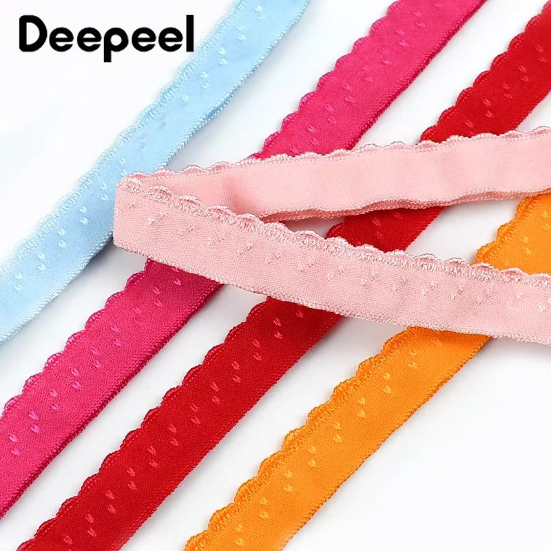 Deepeel Elastikband für Unterwäsche und BH-Träger, doppellagiges Stretchband und Spitzenband als DIY Nähzubehör, Breite: 11 mm, Farben: Pink und Multicolour - Bild 2