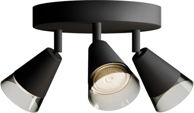 Philips Hue Spot Cleft 3-flammige LED Deckenleuchte Schwarz mit Glas und GU10 Fassung - Bild 1