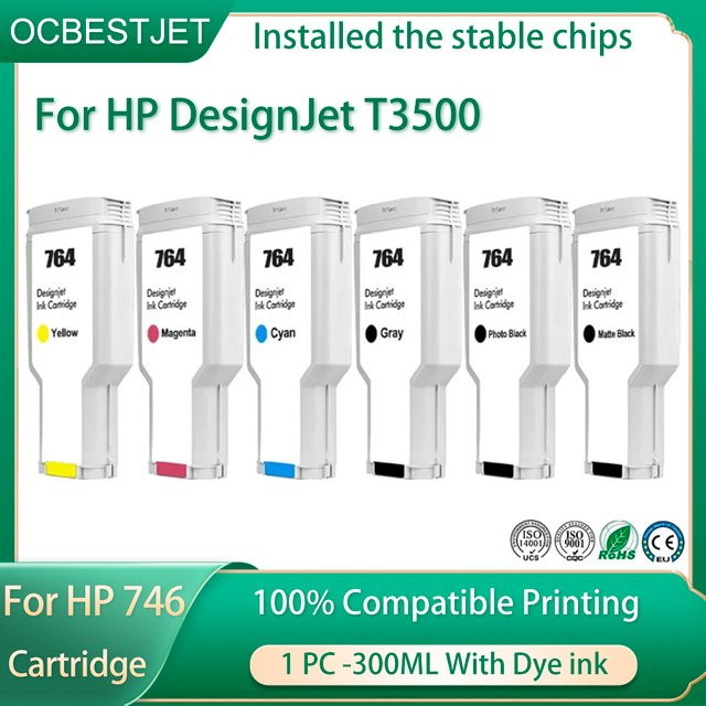 HP 764 Designjet Tintenpatrone C1Q13A C1Q14A C1Q15A C1Q16A C1Q17A C1Q18A kompatibel mit HP DesignJet T3500 Drucker - Bild 1