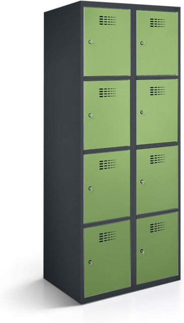 rotstahl Fächerschrank mit 8 Fächern in Hellgrün und anthrazitgrauem Korpus, B/T/H: 60 x 50 x 180 cm - Bild 1