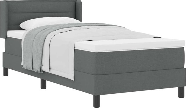 vidaXL Boxspringbett mit Matratze in Grau, Hybrid-Konstruktion aus Federkern und Schaumstoff, B/T: 80 x 200 cm - Bild 1