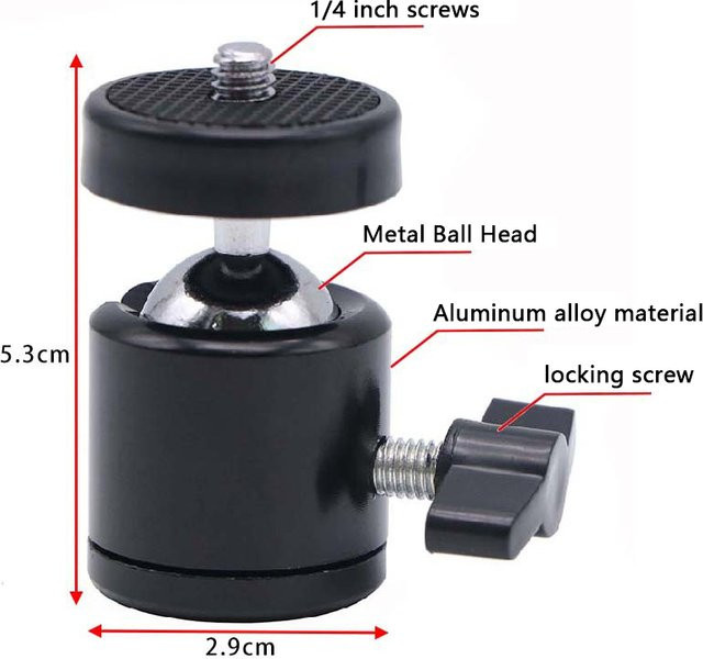 Fomscvka Stativadapter mit 1/4 Zoll Schraubenloch für Kameraköpfe und LED-Lichthalterungen, Schwarz - Bild 1