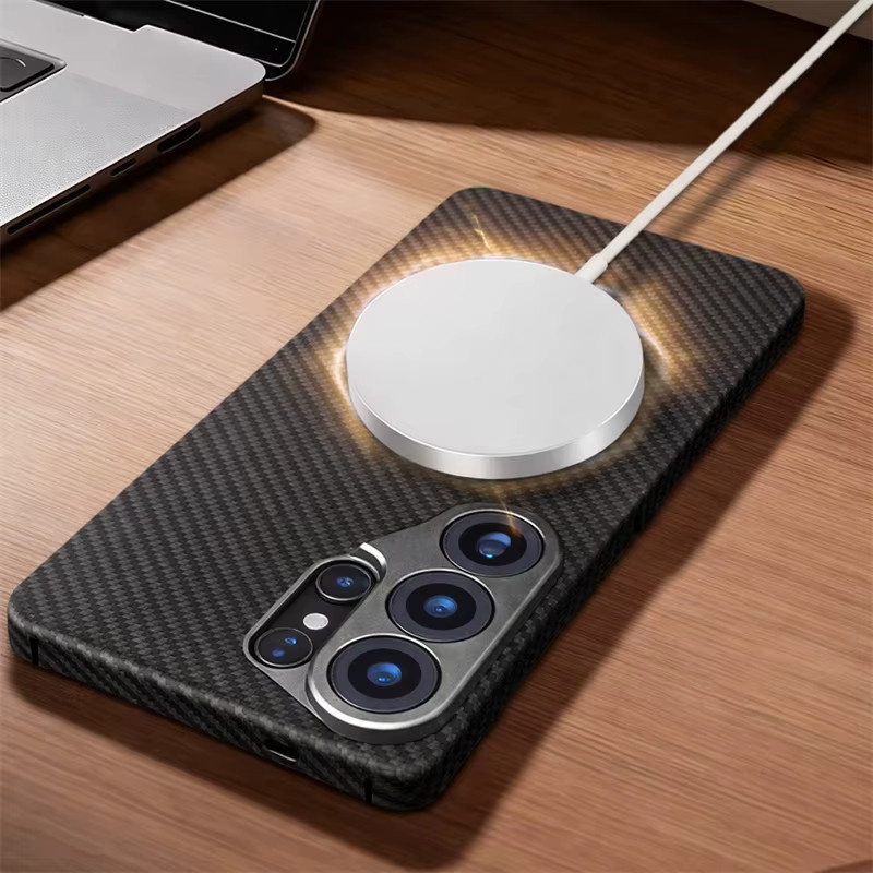 Kevlar Magnetische Hülle für Samsung Galaxy S26 Ultra in Schwarz aus Aramidfaser im minimalistischen Design - Bild 2
