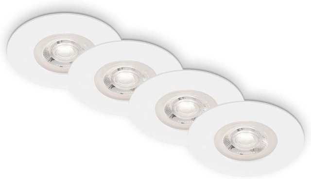 Brilo LED-Einbauleuchte Kulana, 4er-Set, Weiß matt, 4,9 W, warmweiß, IP44 für Badbereich - Bild 1