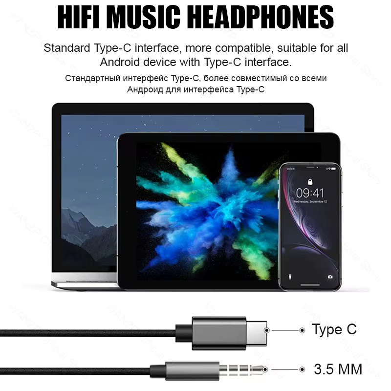 Keai USB-C In-Ear Kopfhörer mit 3,5mm Anschluss für Samsung Galaxy S26 S25 S24 S23 Ultra Plus und Android Geräte in Schwarz oder Weiß - Bild 2