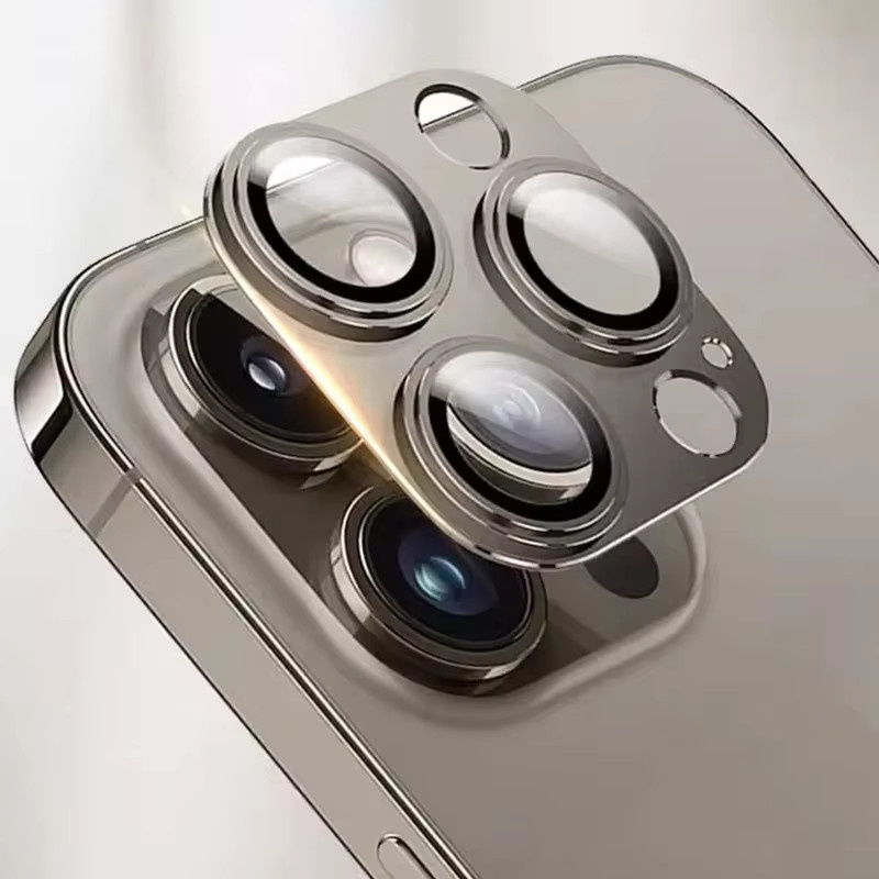 Metall Kamera Objektiv Schutz für Apple iPhone 15 16 Pro Max 15 Pro 15 Plus 16 mit Glas und Ring in Schwarz oder Silber - Bild 1