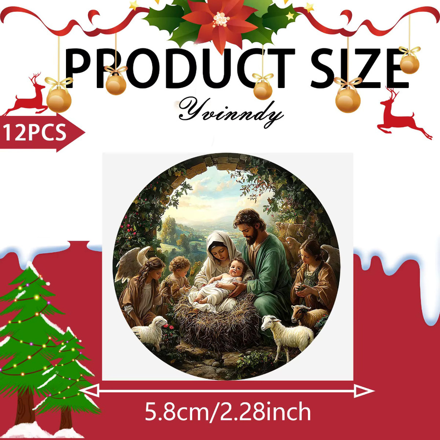 12er Set UV DTF Transferfolien Weihnachten Jesus Geboren Dekorative Tumbler-Umhüllung in Beige und Multicolour für DIY-Projekte - Bild 2
