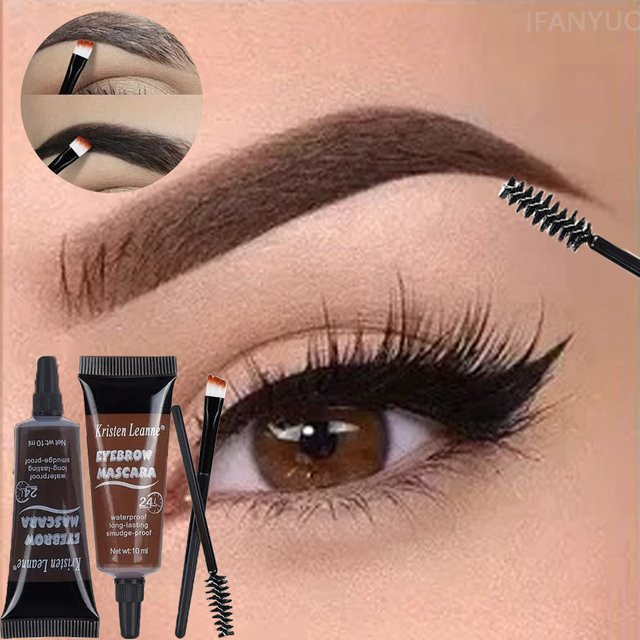 Augenbrauen-Mascara Set, braun, 4 Farben - Bild 1