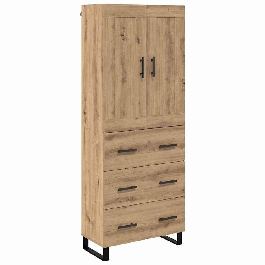 vidaXL Highboard Artisan-Eiche in Braun mit Türen und Schubladen, B/T/H: 69,5 x 34 x 180 cm - Bild 2