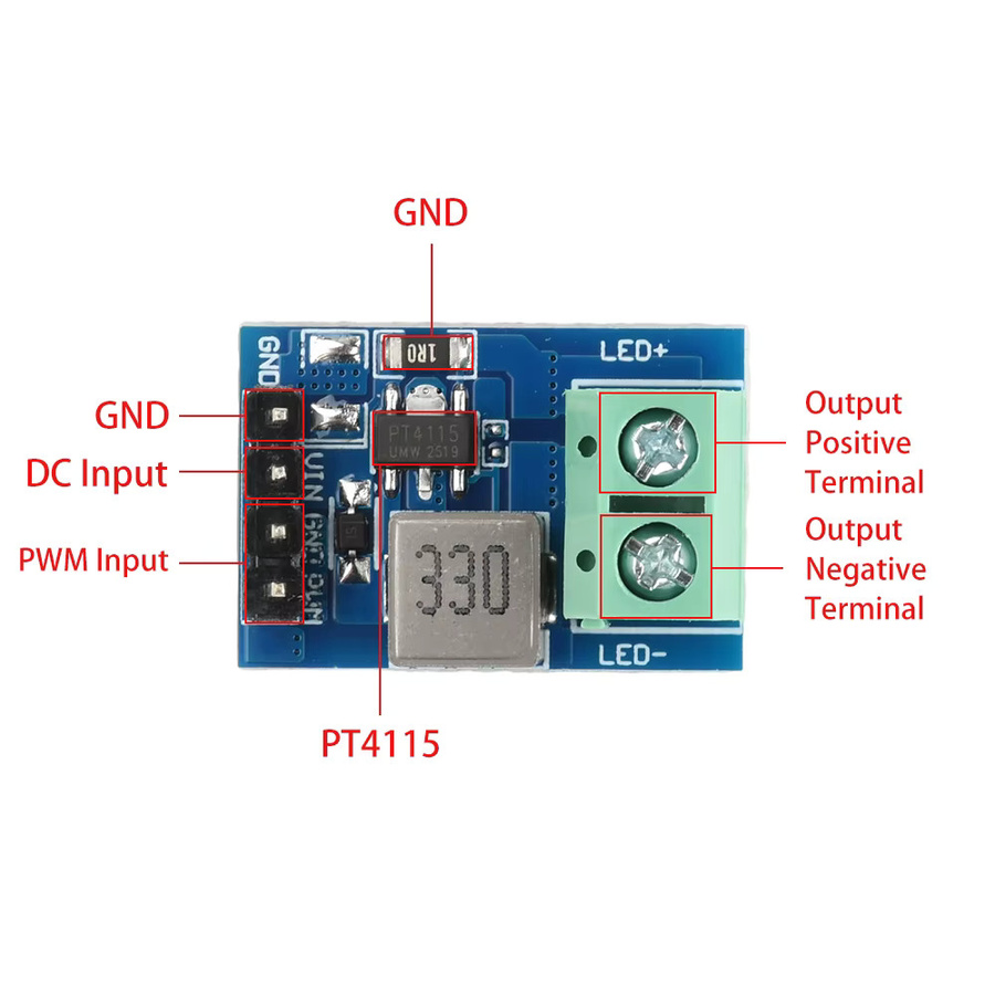 PT4115 LED-Treibermodul DC 12 V Konstantstromausgang mit PWM-Dimmung für LED-Streifen in Blau - Bild 3