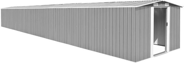 vidaXL Gerätehaus aus verzinktem Stahl in Grau mit Schiebetür, B/T/H: 257 x 990 x 181 cm - Bild 1