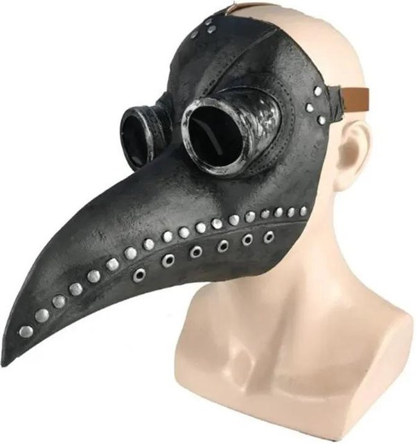 Schwarze Gummi-Pestdoktor-Maske, Kostüm, Fantasy, Schwarz, Gummi - Bild 1