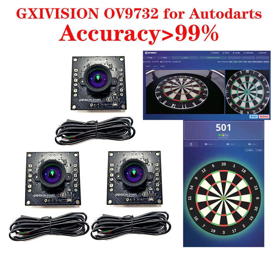 GXIVISION USB-Kameramodul OV9732 für Autodarts-Scoring-System, 1MP HD, 1280x720, 100 Grad, Schwarz - Bild 5