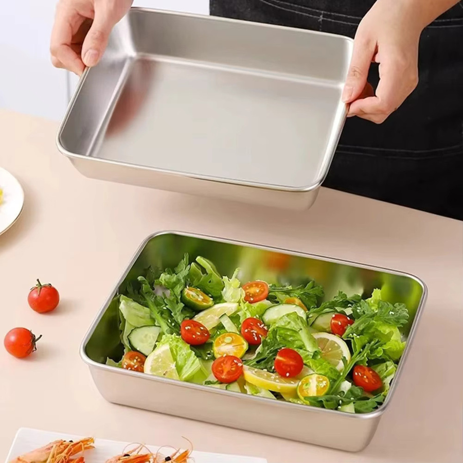 Rechteckige Lebensmittel-Aufbewahrungsbox aus Edelstahl in Silber mit Deckel - Bild 3
