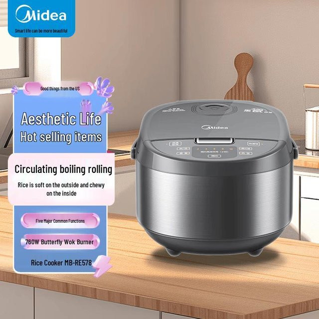 Midea Reiskocher in Weiß mit 5 l Fassungsvermögen und CN-Stecker inklusive Adapter - Bild 1