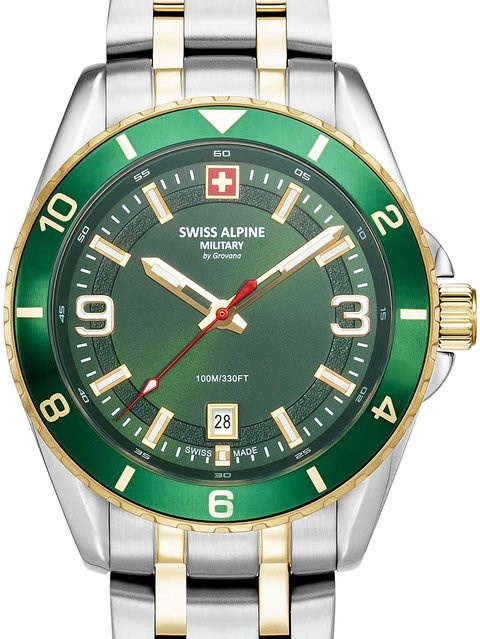 Swiss Alpine Military Armbanduhr, Quarz, Edelstahl, grün, 42 mm, Herren - Bild 1