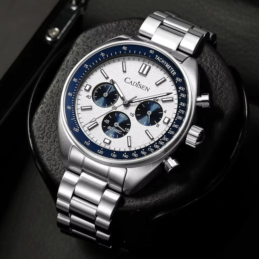 CADISEN Chronographenuhr, Quarz, Edelstahl, Weiß, Herren - Bild 2