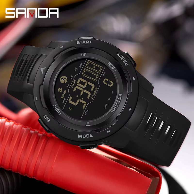 SANDA Armbanduhr Digitaluhr, Blau, Schrittzähler, Herren - Bild 1