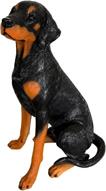 Relaxdays Gartenfigur Dobermann aus Polyresin und Glasfaser in Naturfarben, wetterbeständig und frostfest, H x B x T: 83 x 39 x 52 cm - Bild 1