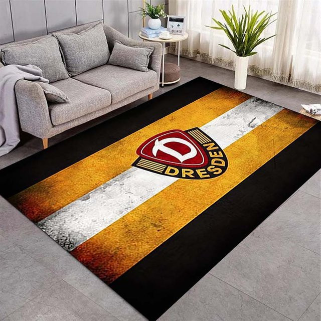 LOLO IU Bereichsteppich SG Dynamo Dresden Vintage Streifen mit Wappen Druck, Mehrfarbig, B: 120 cm, T: 160 cm - Bild 1