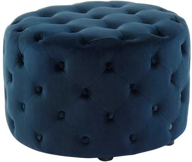 Sitzhocker Fourca aus Samt in Marineblau Durchmesser: 60 cm - Bild 1