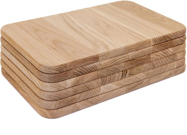HolzFee Frühstücksbrettchen Set aus Eichenholz, 6-teilig, braun, B/T/H: 25 x 15 x 1,2 cm - Bild 1