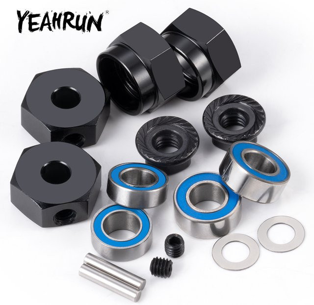 YEAHRUN Sechskant-Radnabenadapter aus Aluminiumlegierung mit Lager, 1-teiliges Set, Tamiya DT02 1/10 RC Buggy Car Truck Upgrade-Teile - Bild 1