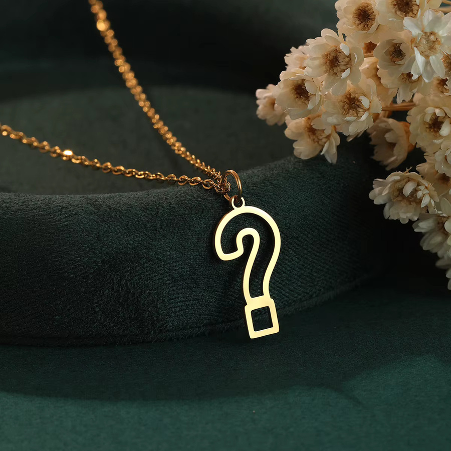 Kinitial Halskette Edelstahl, Gold, Fragezeichen Anhänger, Unisex - Bild 3