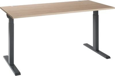 Schäfer Shop Select Schreibtisch ERGO-T 2.0 mit T-Fuß, Eiche/Anthrazit, B: 160 cm, T: 80 cm, H: 67,5-89,5 cm - Bild 1