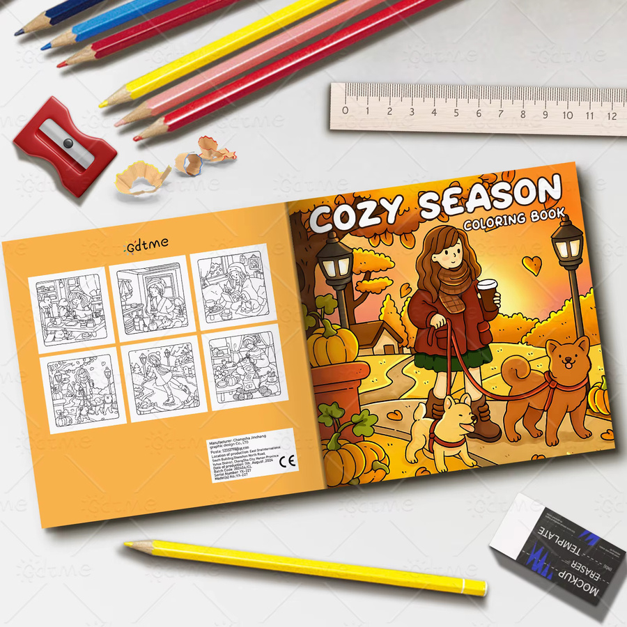COZY SEASON Malbuch für Erwachsene mit einfachen Cartoon-Mustern zur Entspannung in Multicolour - Bild 3