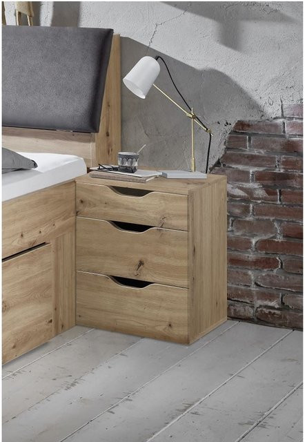Nachtkonsole Relita Maxi mit 3 Schubladen in Eiche Artisan Dekor, Braun - Bild 1