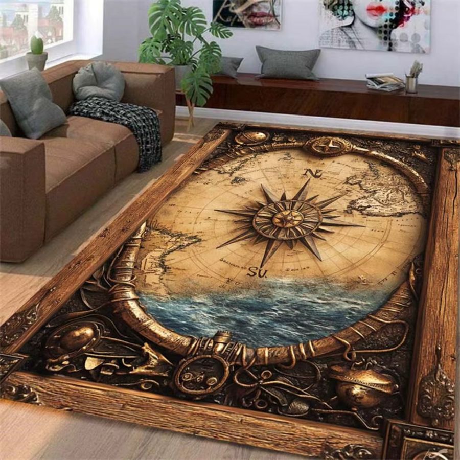 VIKAMA Vintage-Weltkartenteppich, maschinenwaschbarer dekorativer Teppich für Wohnzimmer, Schlafzimmer oder Arbeitszimmer - Bild 4