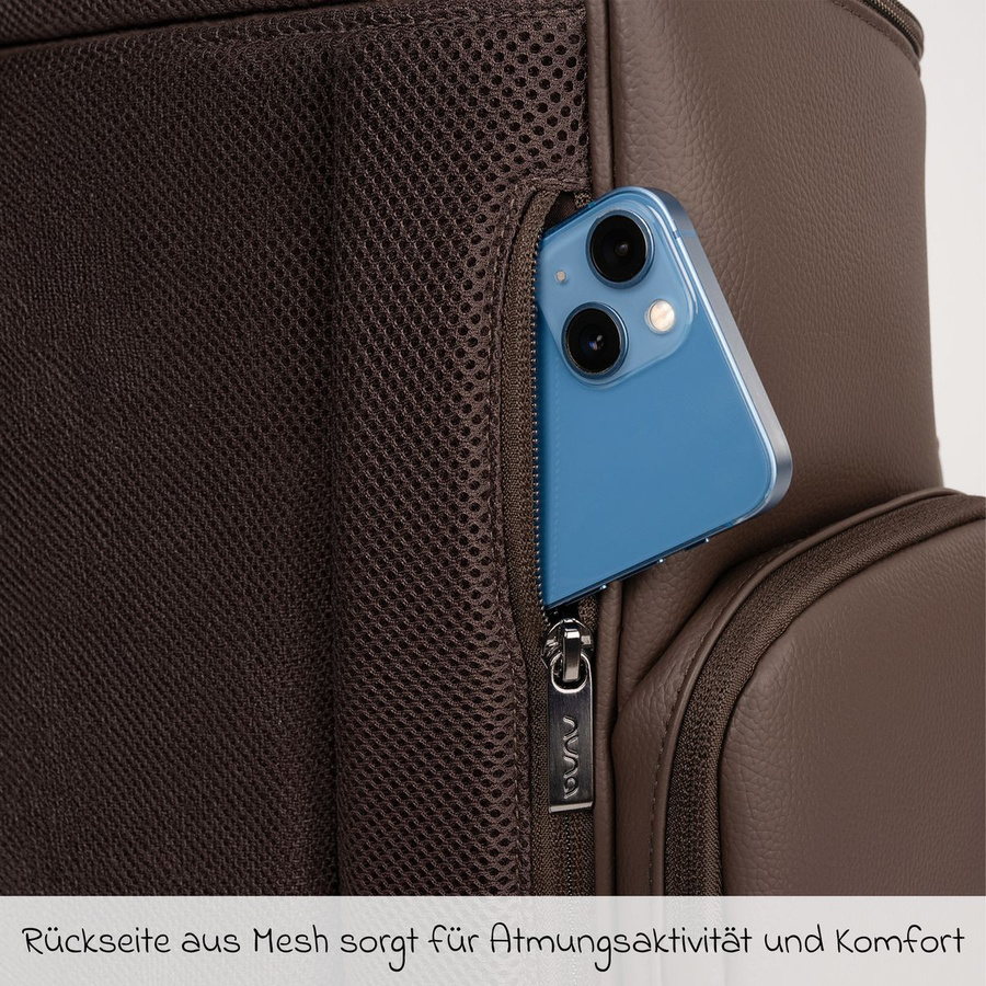 Nuna Wickelrucksack mit Wickelunterlage und Innen- sowie Außenfächern in Cocoa - Bild 7