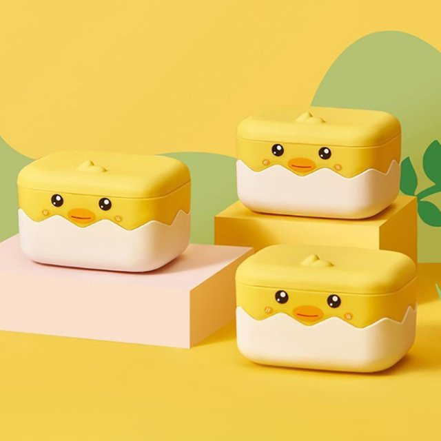 Hoeaden Seifenschale in Entenform aus Kunststoff, gelbe abtropfbare Seifenablage im Cartoon-Stil für dein Badezimmer - Bild 1