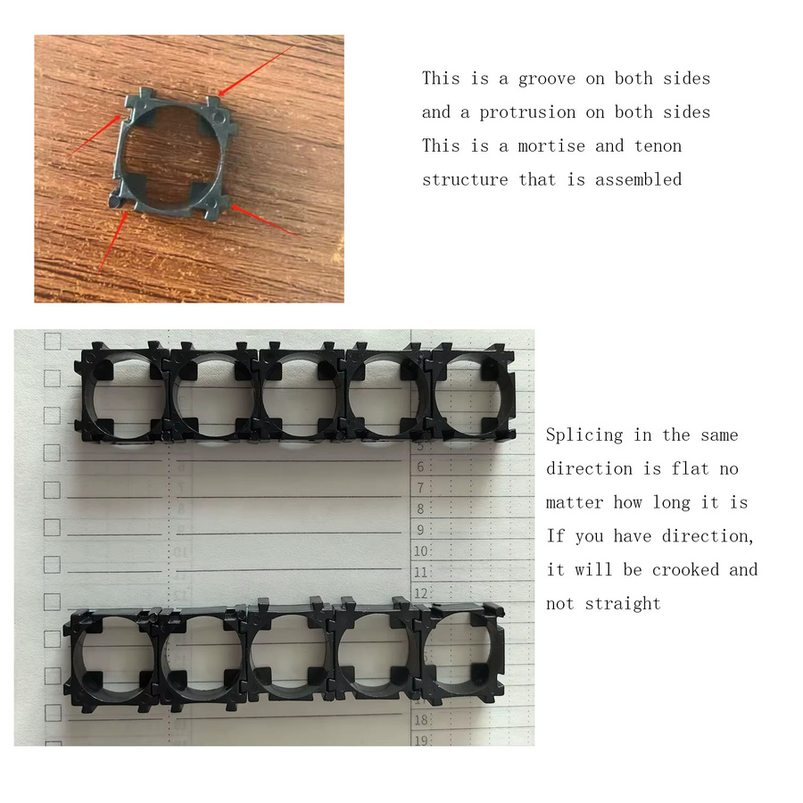 BRYNTHORX 100 Stück 18650 Lithium-Batteriehalter aus schwarzem Kunststoff, vibrationsdämpfende Zellenhalter für Li-Ionen-Batteriepacks - Bild 5