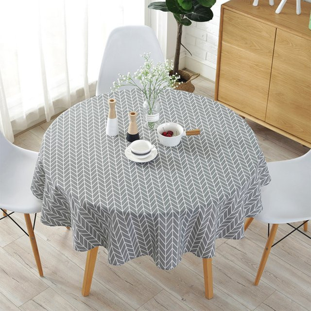 Runde Tischdecke aus Baumwolle und Leinen von Willstar in Grau für Zuhause, Party und Picknick - Bild 1