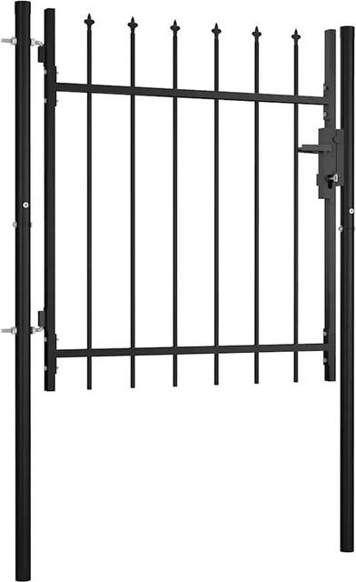 vidaXL Zauntor mit Speerspitzen aus Stahl in Schwarz, B: 100 cm, H: 75 cm - Bild 1