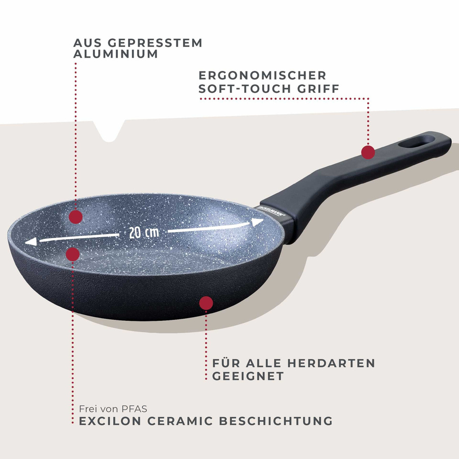 Fackelmann Bratpfanne Cosmo aus Keramik in Schwarz-Grau mit Antihaftbeschichtung, Durchmesser: 20 cm - Bild 3